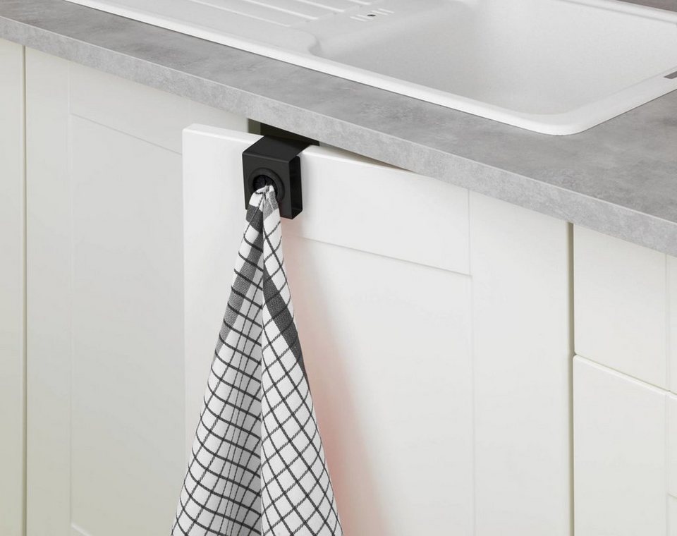 WENKO Küchenregal, modernes Druckknopfsystem zum schnellen und einfachen  Aufhängen von Tüchern