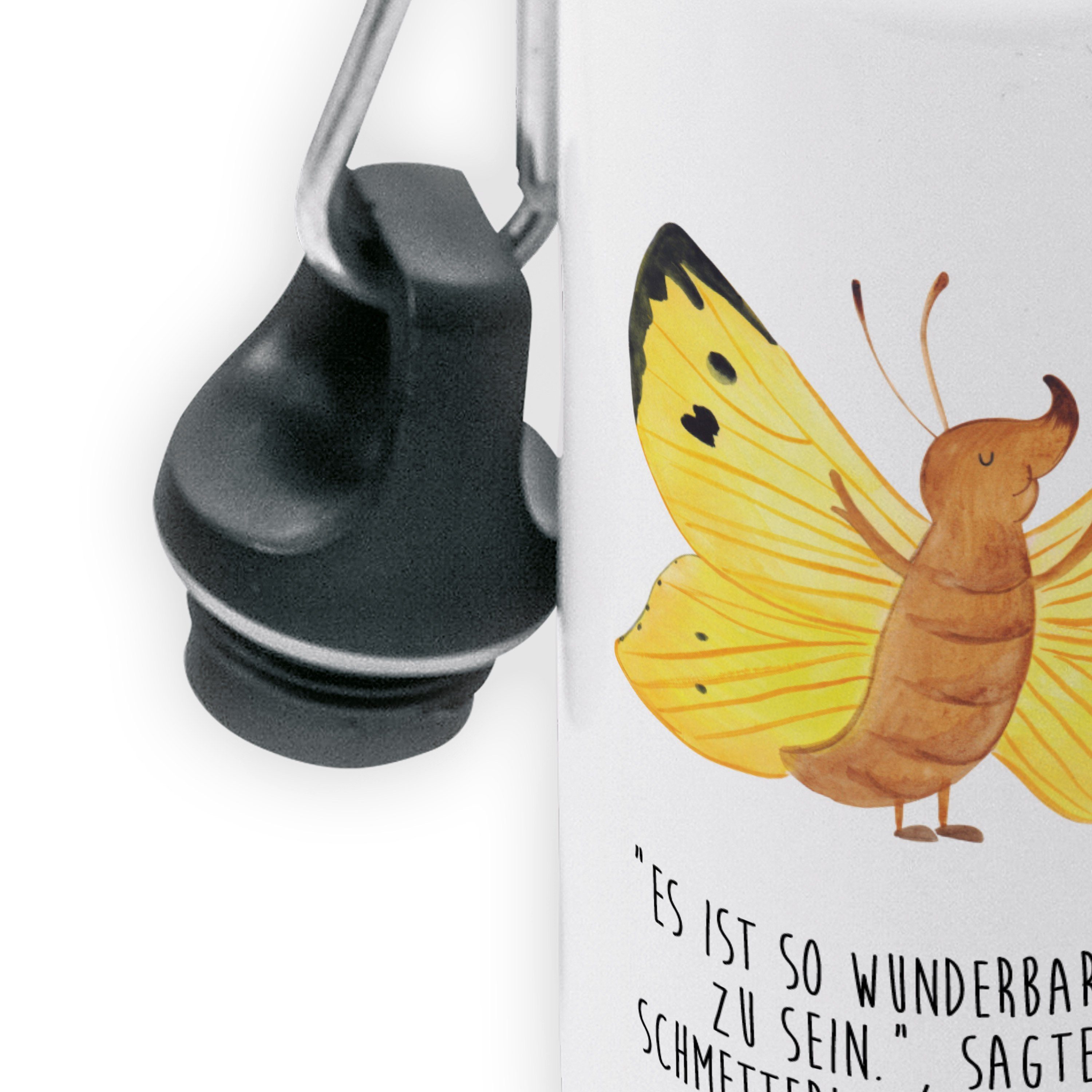 Mr. & Zitronenfalter - Panda Schmetterling Trinkflasche Mrs. Kinder - Trinkflasche Geschenk, Weiß