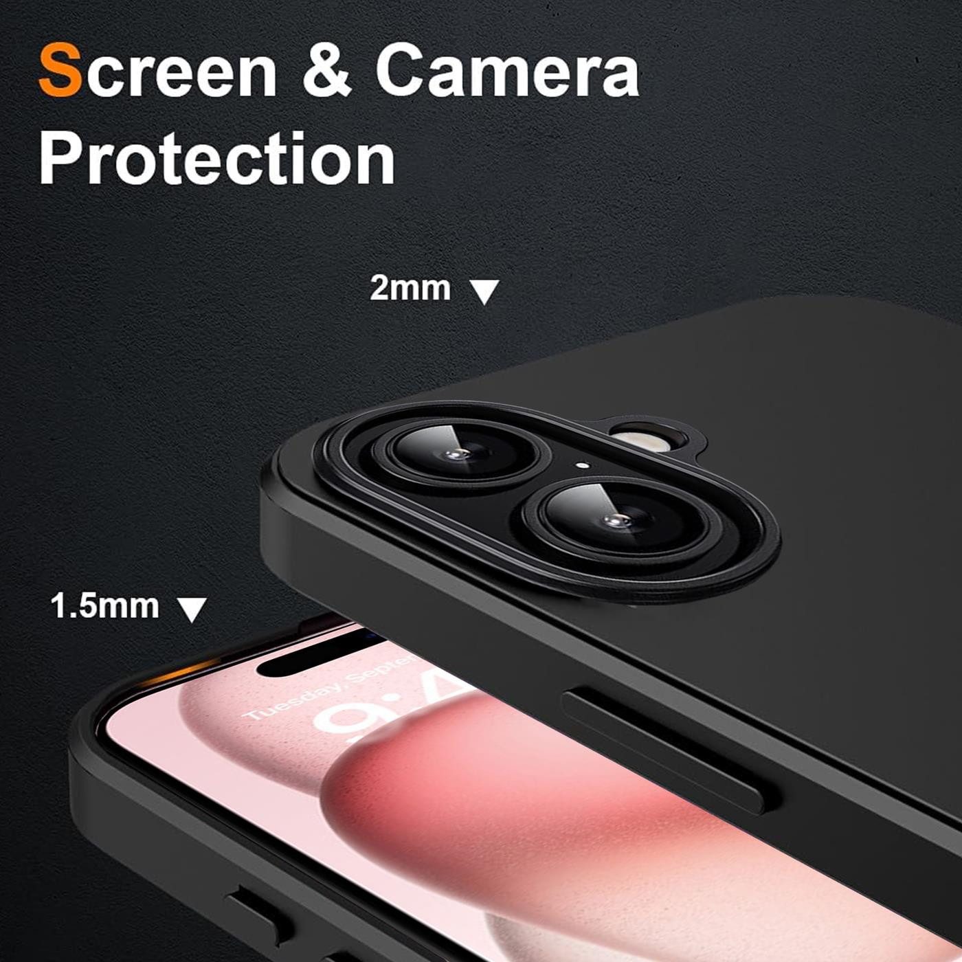 CoolGadget Handyhülle Handy Schutzhülle für Apple iPhone 16 Plus matt schwarz 6,7 Zoll, Silikon TPU Hülle Schutz Tasche Cover schlicht Slim Case – Bild 2 von 5