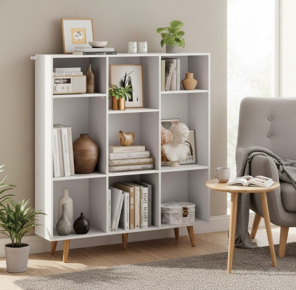 Totnz Bücherregal 5 Etagen mit 9 Würfelfächern -Hohes Bücherregal, 100x25x1 günstig online kaufen