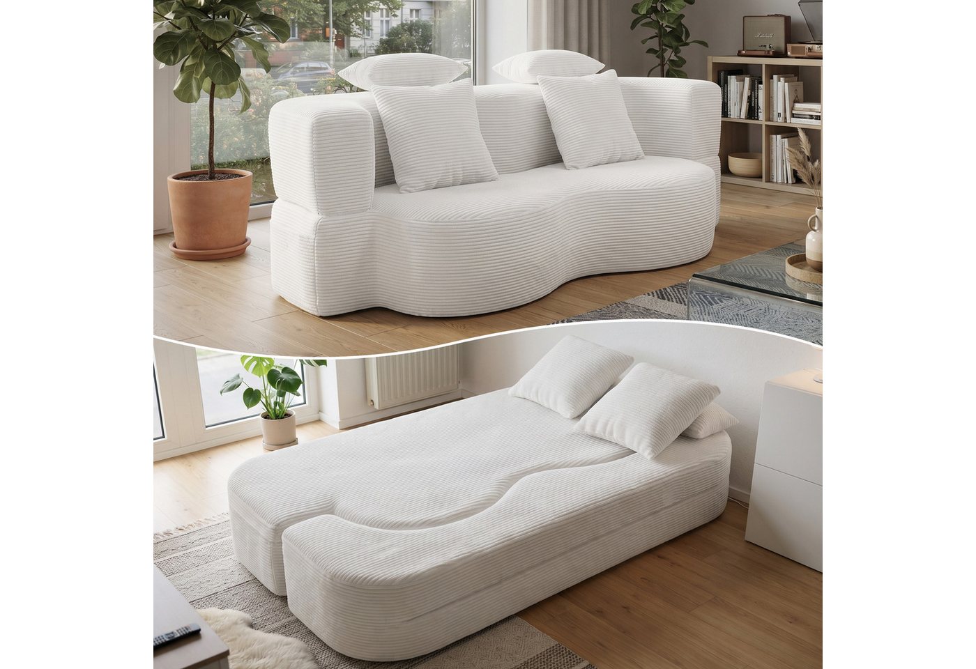 GLP Schlafsofa 2-Sitzer Sofa mit Schlaffunktion, Boneless Bodensofa für Kleine Räume, Set, Klappsofa ohne Montage mit hochdichtem Schaumstoff