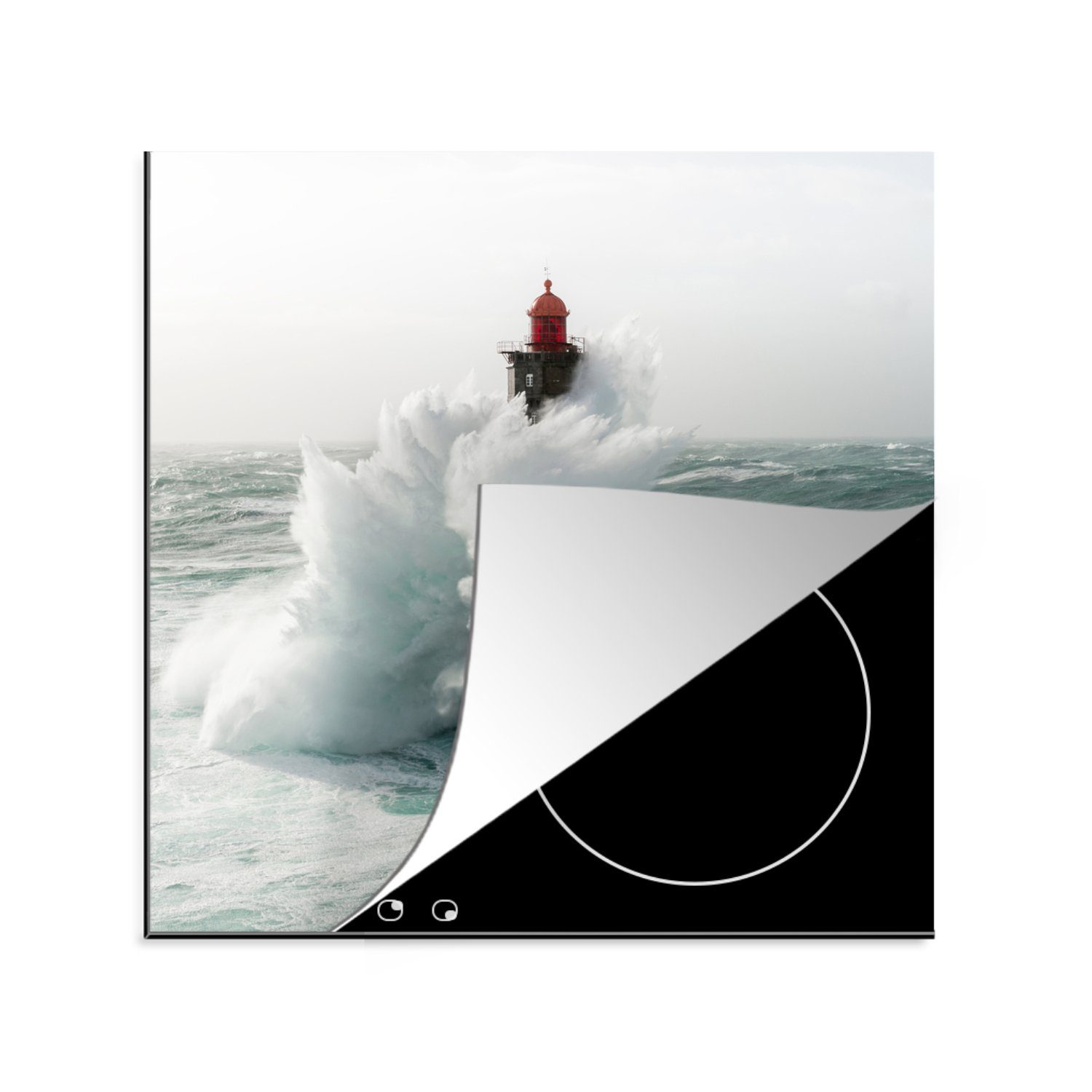 Golf Herdblende-/Abdeckplatte (1 tlg), küche Leuchtturm Ceranfeldabdeckung, Vinyl, - für MuchoWow Rot, - cm, Arbeitsplatte 78x78