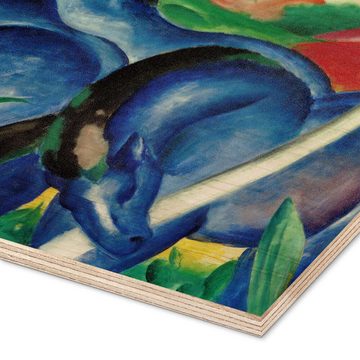 Posterlounge Holzbild Franz Marc, Die großen blauen Pferde, Malerei