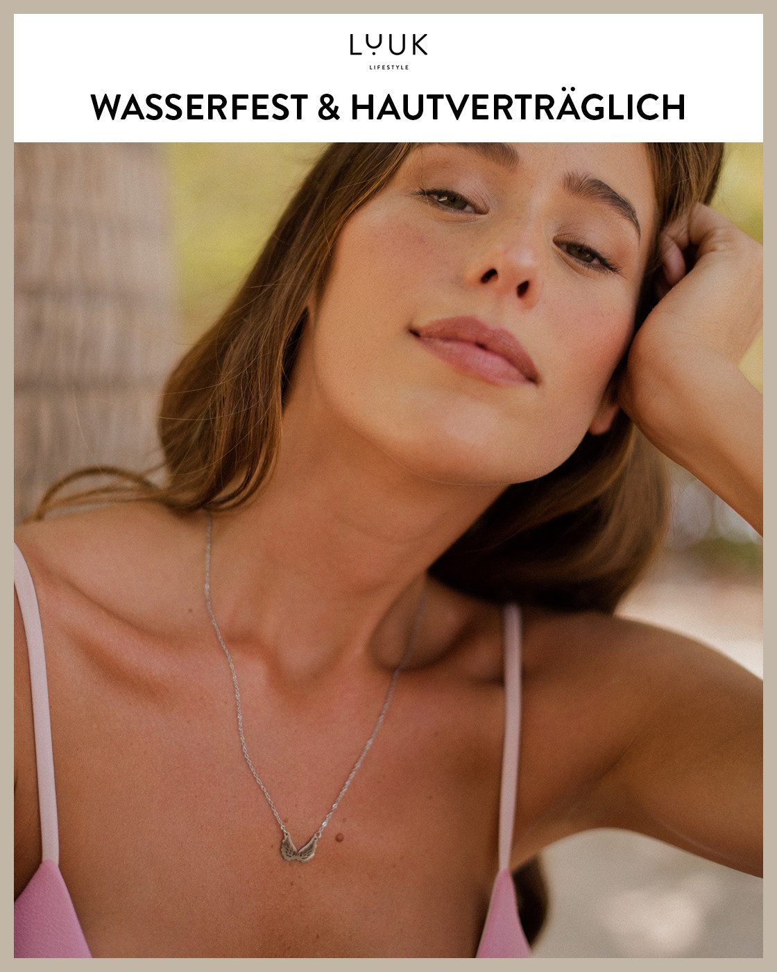 LUUK LIFESTYLE Kette mit Anhänger Engelsflügel, mit HAPPINESS Spruchkarte, persönliches Geschenk