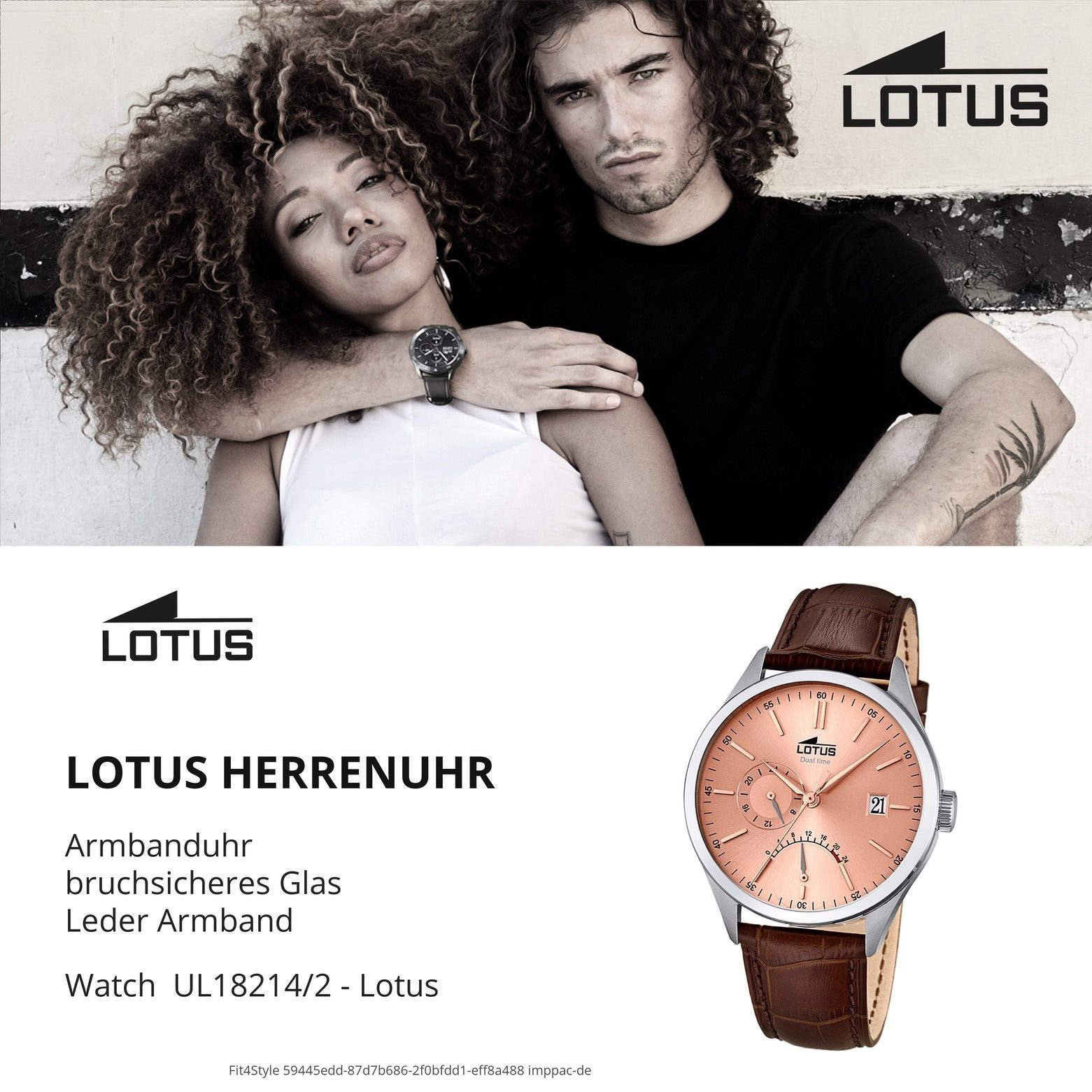 Herren Uhren Lotus Multifunktionsuhr UL18214/2 Lotus Herren Uhr Elegant L18214/2 Leder, Herren Armbanduhr rund, groß (ca. 42mm),