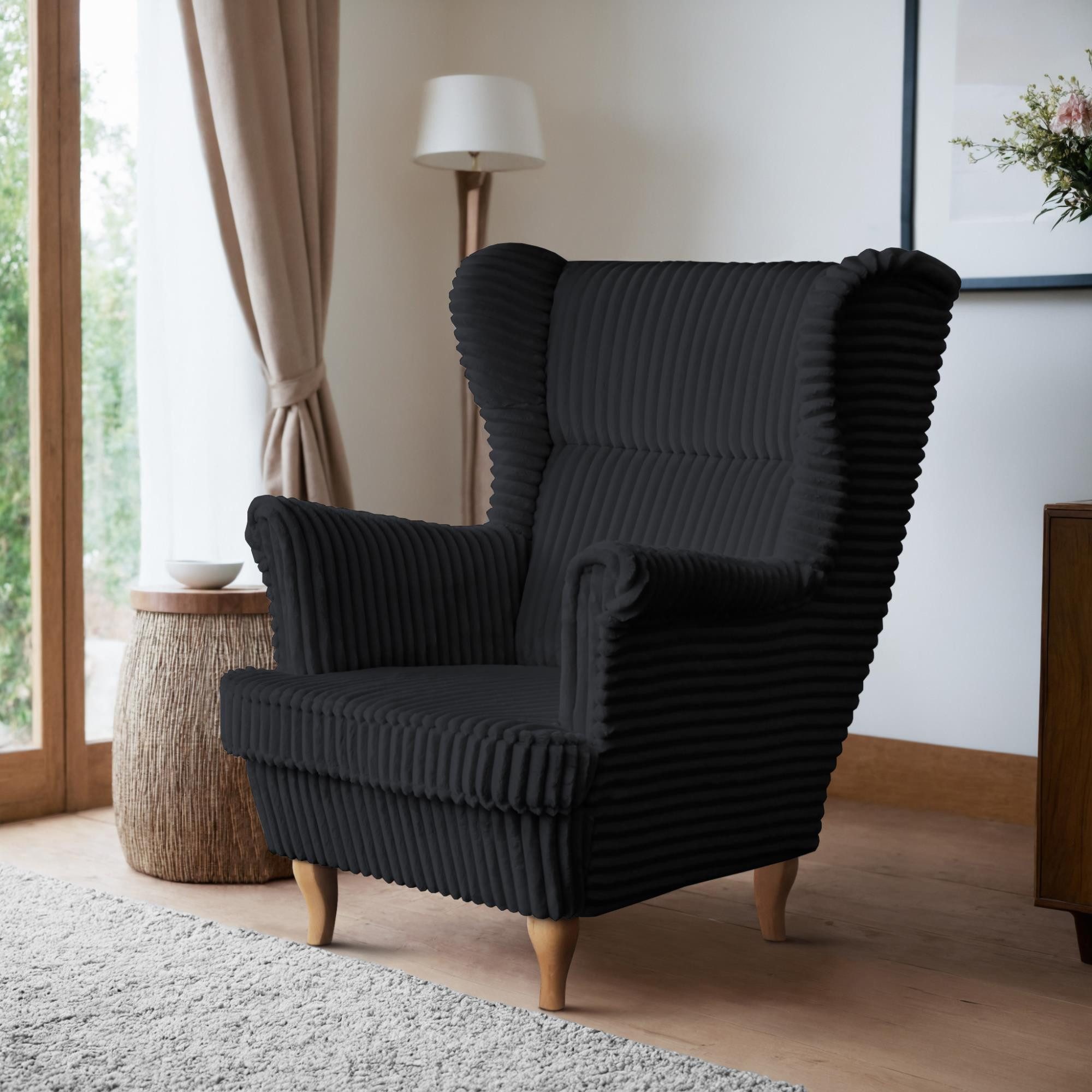 Beautysofa Sessel Moderner, bequemer, weicher, eleganter Sessel FELIX (Holzbeine, Farbe: Buche, Weiß oder Wenge – Ihre Wahl)