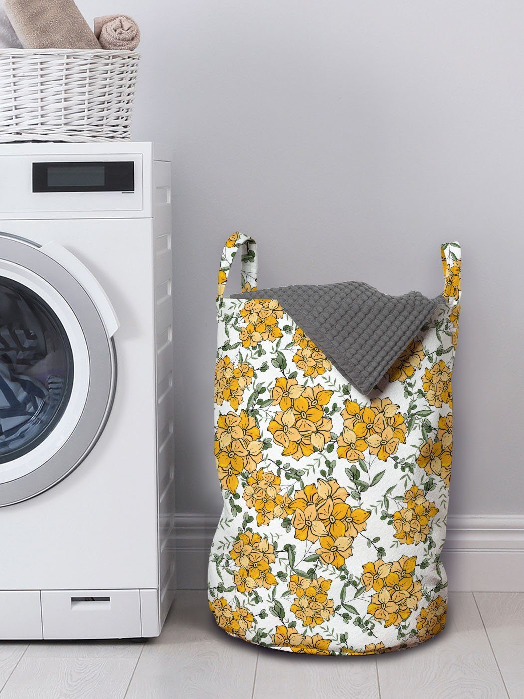 Abakuhaus Wäschesäckchen Wäschekorb für Grafiken von Blumen mit Griffen Blumen-Muster Kordelzugverschluss Waschsalons