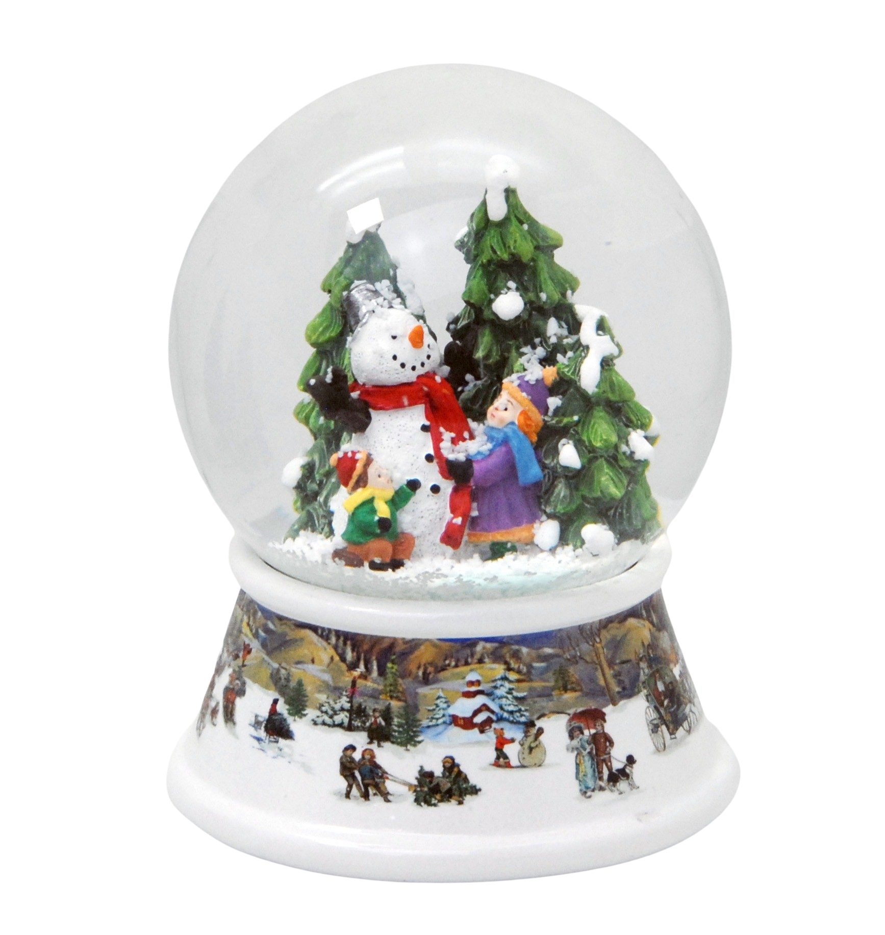 MINIUM-Collection Schneekugel Kinder bauen Schneemann Sockel Schneelandschaft Spieluhr 10cm