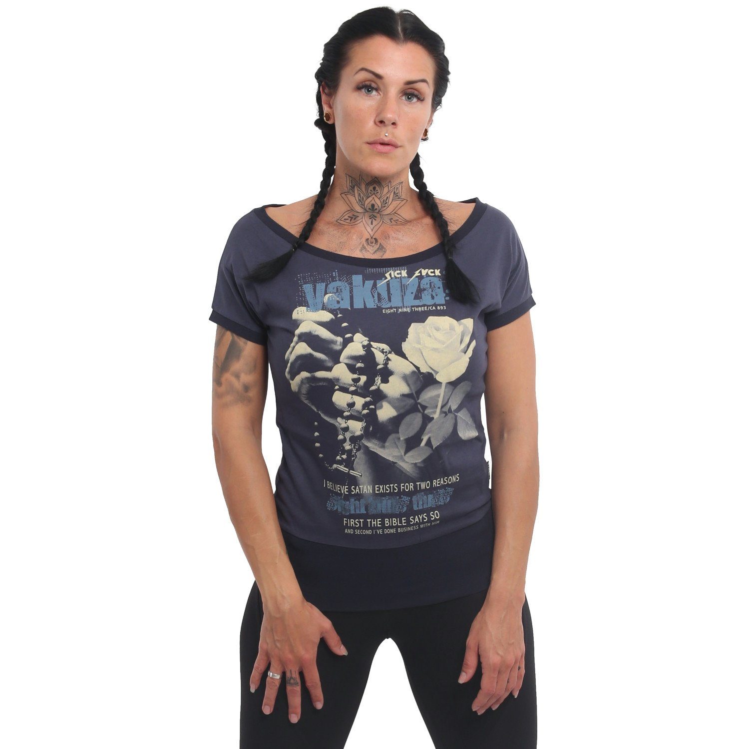 YAKUZA Rundhalsshirt Believe mit elastischem Saum