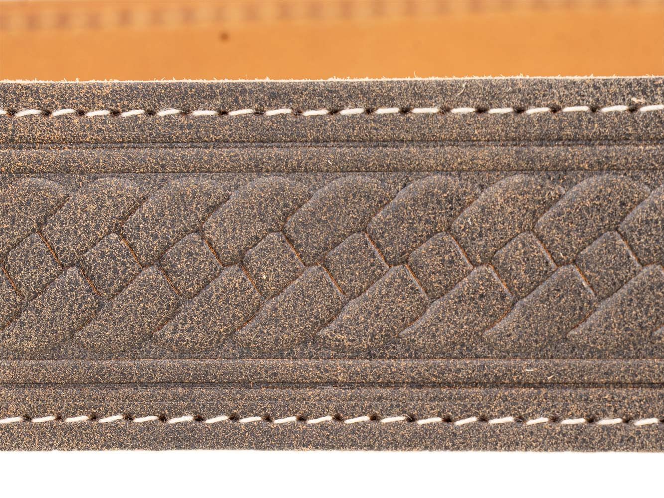 Goldschmidt Trachten Ledergürtel Trachtengürtel Flechtprägung braun 40mm – Bild 4 von 4