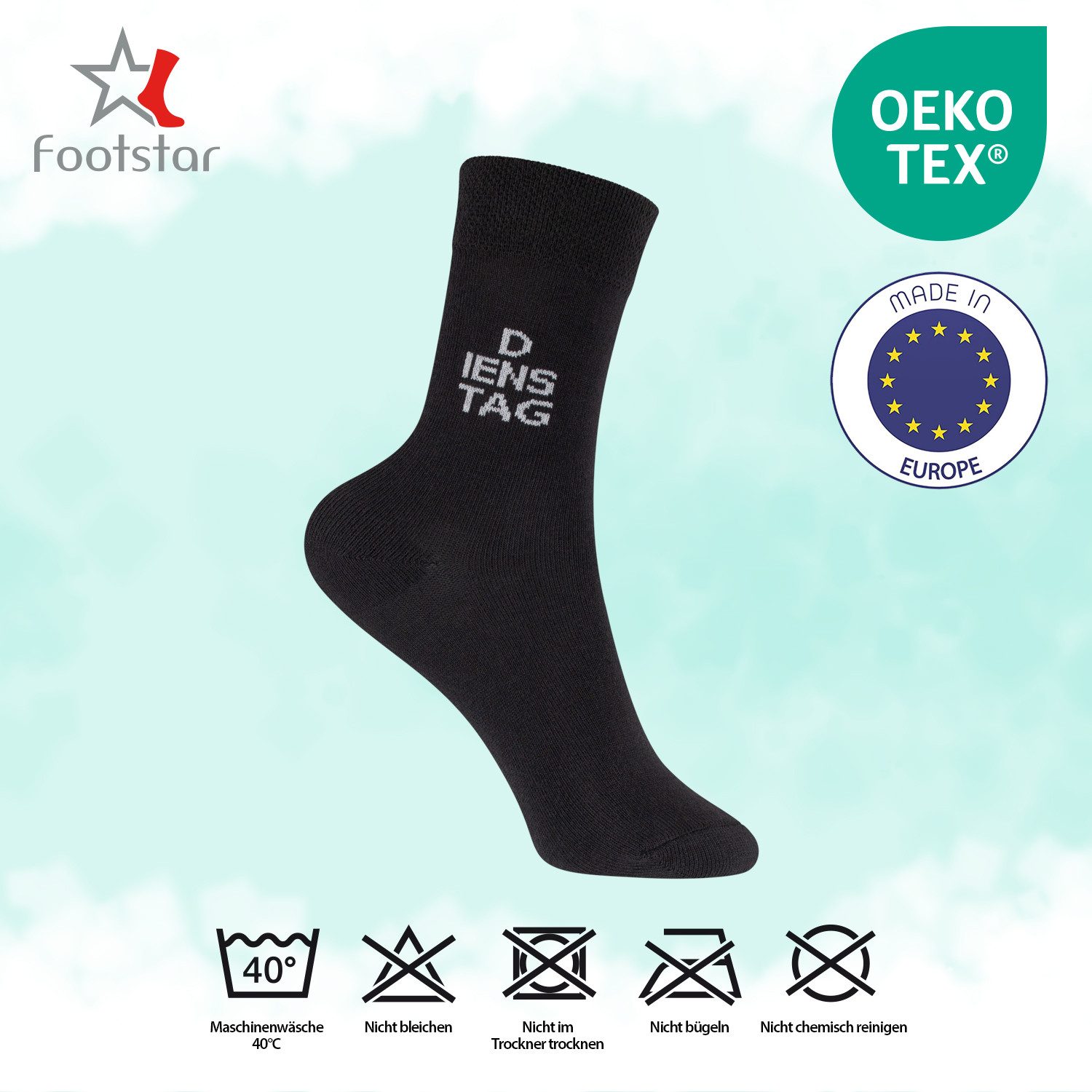Footstar Freizeitsocken Kinder Wochentage Socken (7 Paar) für Jungen & Mädchen