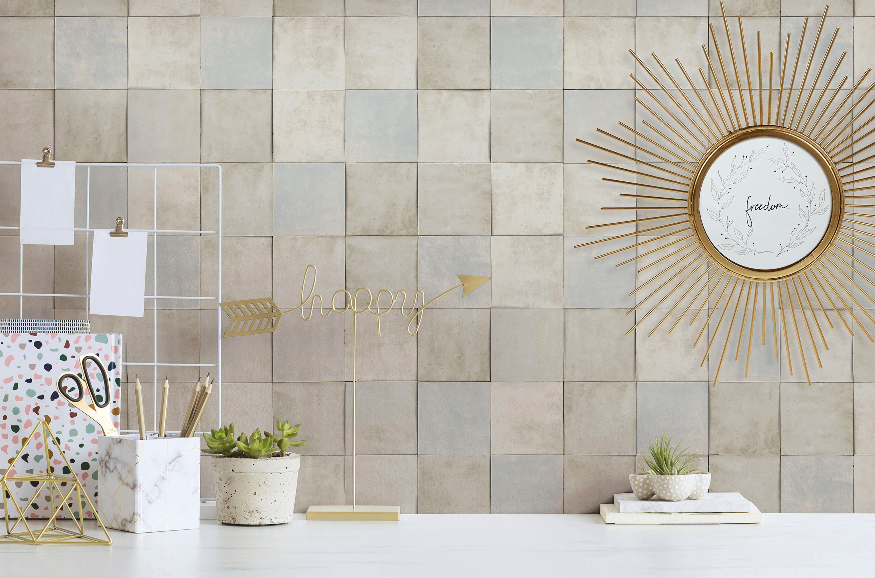 Marburg Fototapete Tile, glatt, matt, moderne Vliestapete für Wohnzimmer Schlafzimmer Küche chiffongelb | Fototapeten