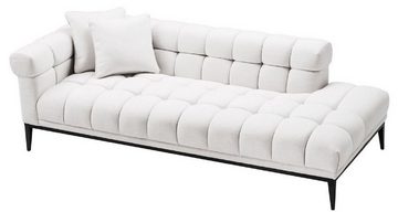 Casa Padrino Loungesofa Luxus Lounge Sofa Weiß / Schwarz 223 x 98 x H. 69 cm - Linksseitiges Wohnzimmer Sofa mit 2 Kissen - Luxus Qualität