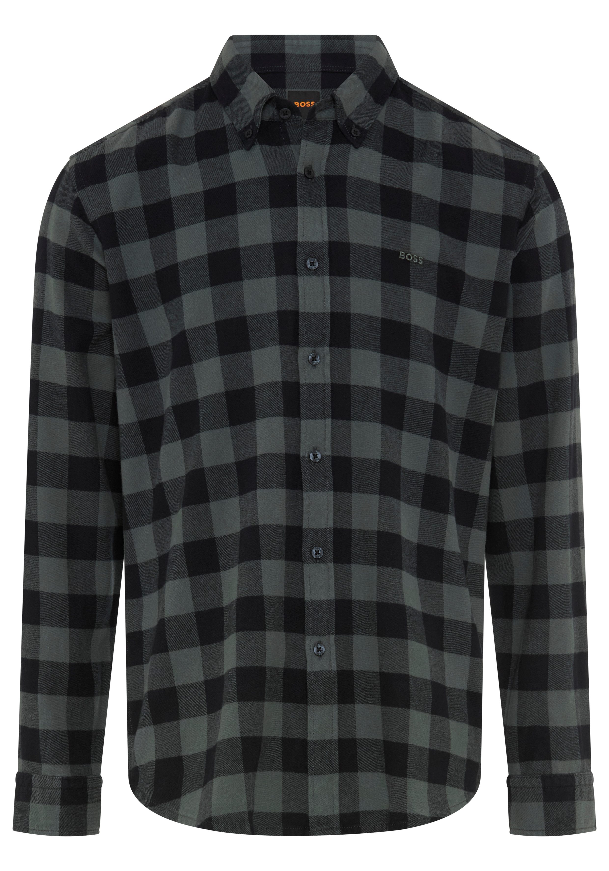 BOSS ORANGE Flanellhemd Rickert_M Regular Fit, reine Baumwolle, Logo-Stickerei