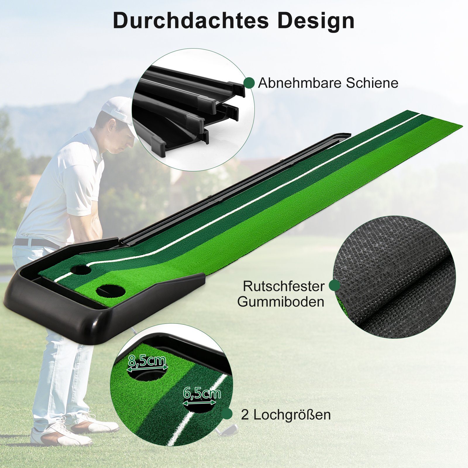 COSTWAY Puttingmatte, mit Ballrücklaufschiene