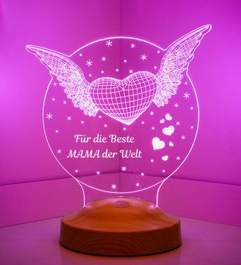 Geschenkelampe LED Nachttischlampe Fliegendes Herz 3D mehrfarbiges Nachtlicht Geschenke zum Muttertag, Leuchte 7 Farben fest integriert, Muttertagsgeschenke, Mama, Mutter, Mom, Ehefrau, Oma