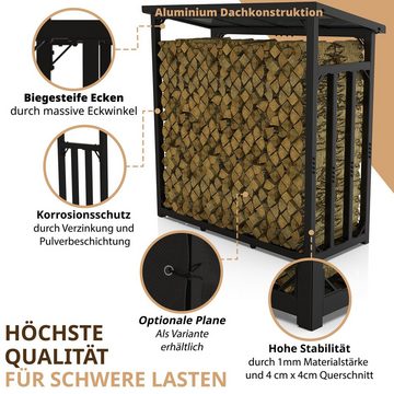 LAWA Living and Lifestyle Kaminholzregal mit Dach VERZINKT Feuerholzregal außen Brennholzregal Metall, BxTxH:188x70x188 cm, (Kaminholzunterstand), Stahl, 3t, für ca. 2,3³ RM, schwarz, schwere Qualität