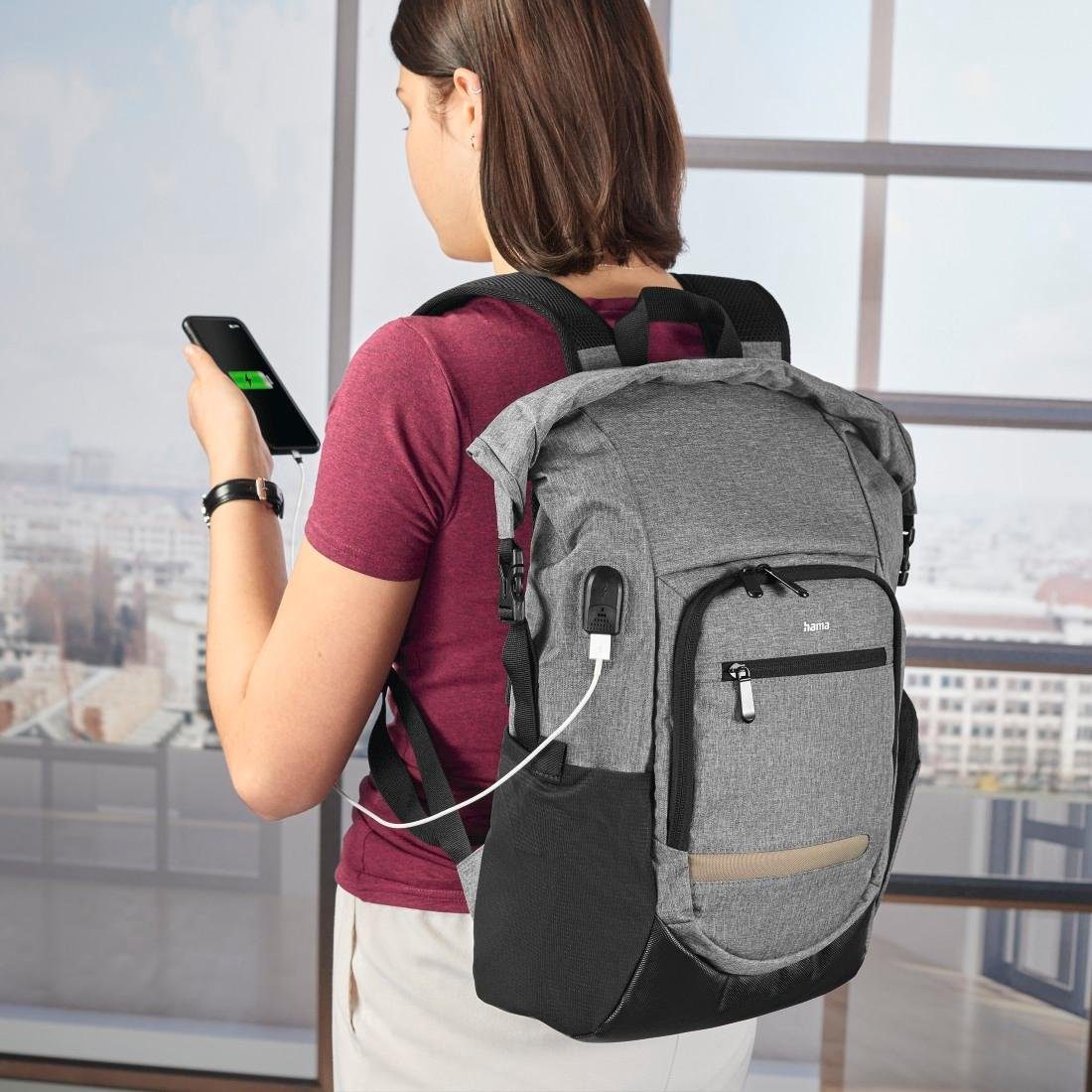 grau "Terra", Laptoprucksack Rucksack bis Hama Laptop 40cm (15,6)