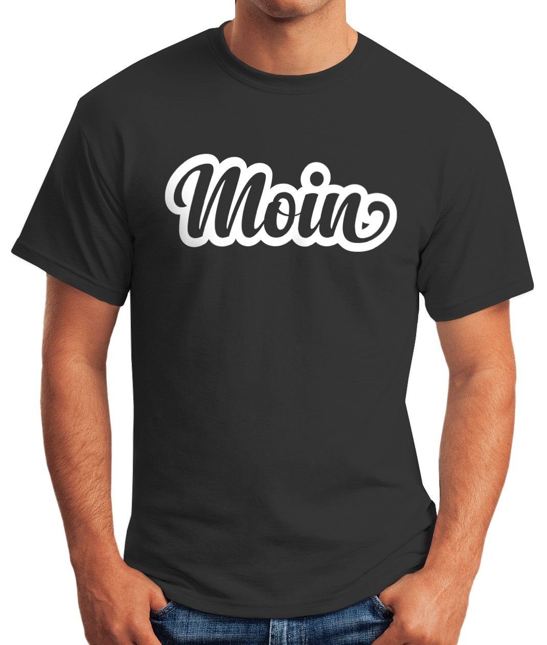 MoonWorks Print-Shirt schwarz Moin Fun-Shirt Print mit Herren T-Shirt Moonworks®