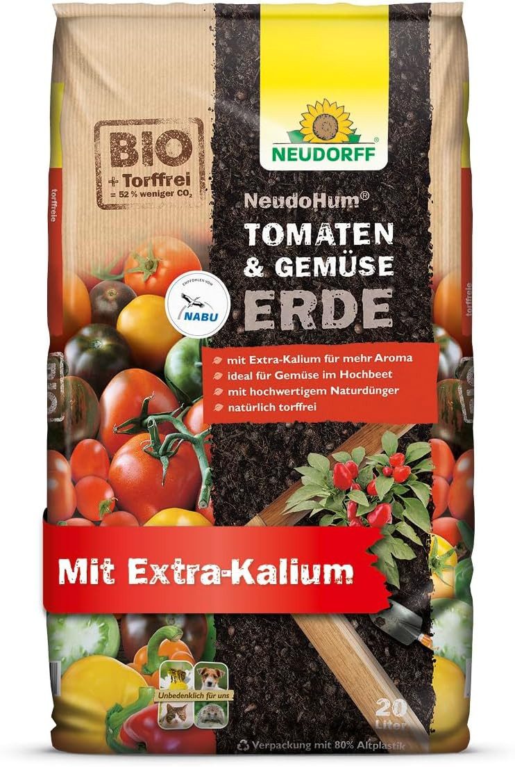 Neudorff Blumenerde NeudoHum Tomaten- & GemüseErde 20 L, für 4 Wochen vorgedüngt