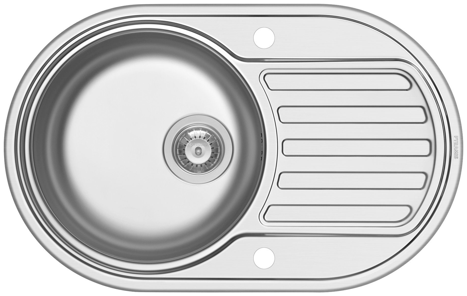 Pyramis Edelstahlspüle Mini, rund, 76,5/48 cm