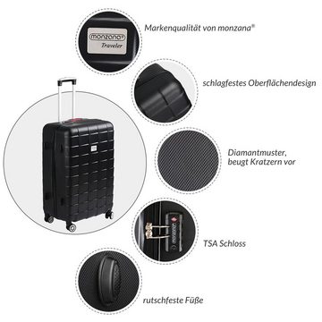 monzana Kofferset Exopack Line, Exopack 3-teilig TSA Schloss ABS Hartschale Koffer Trolley Schwarz