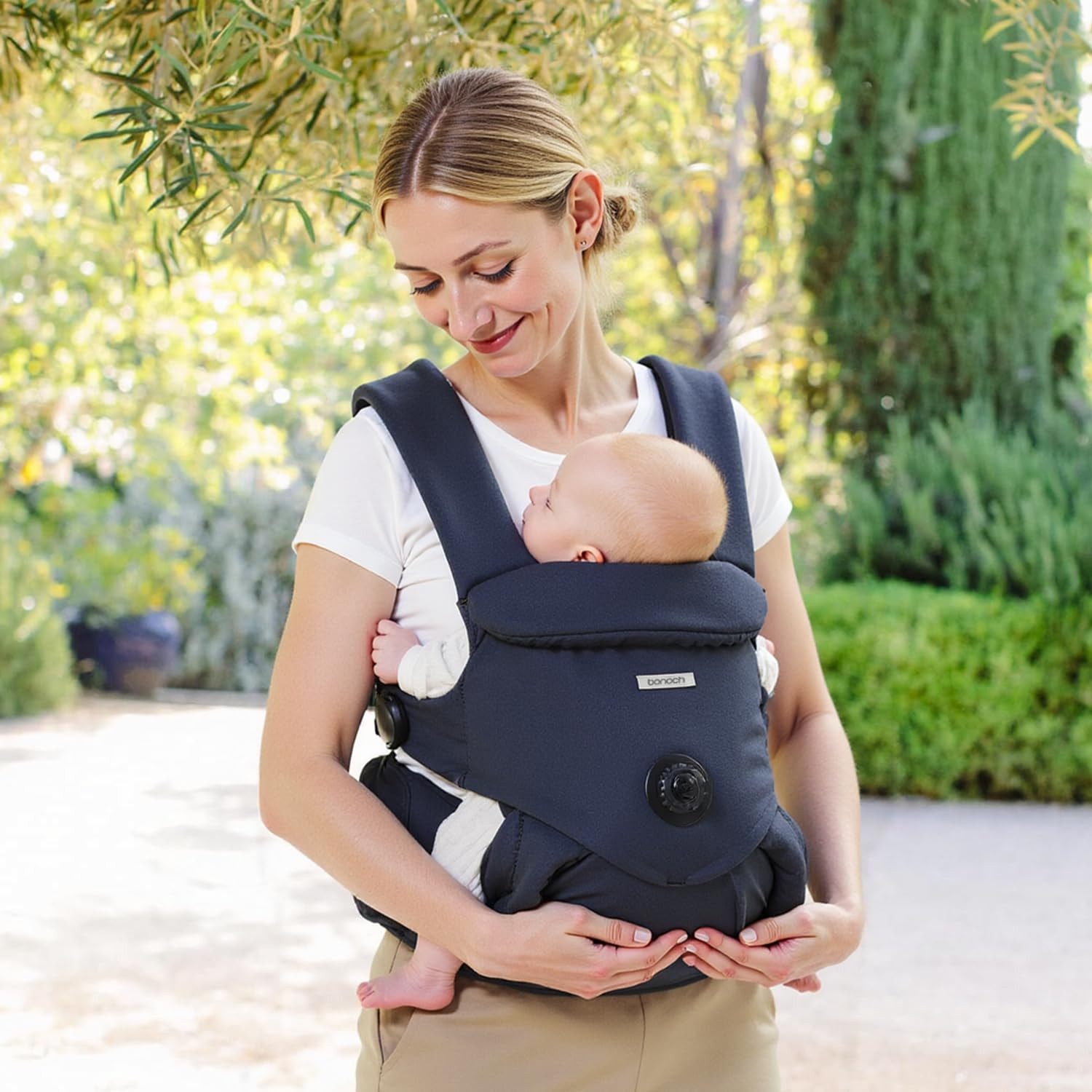 bonoch Babytrage EaseFit ergonomische Babytrage Baumwolle 4–24 Monate Hüfttrage (Ergonomische Babytrage mit EaseFit-System und Baumwolle, Babytrage mit Lätzchen, ergonomischer Sitz und verstellbarem Hüftgurt), Babytrage mit Lätzchen, ergonomischer Sitz un