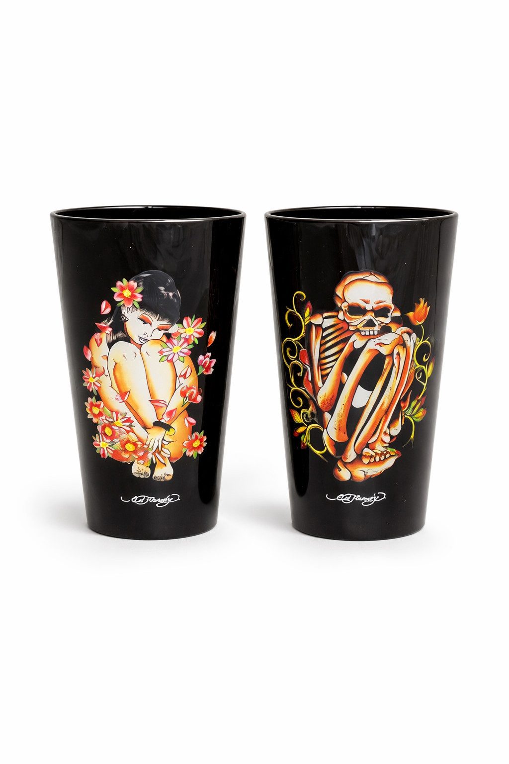 Ed Hardy Gläser-Set Ed Hardy Gläser 2er Set, Beauty and Beast, schwarz, Glas