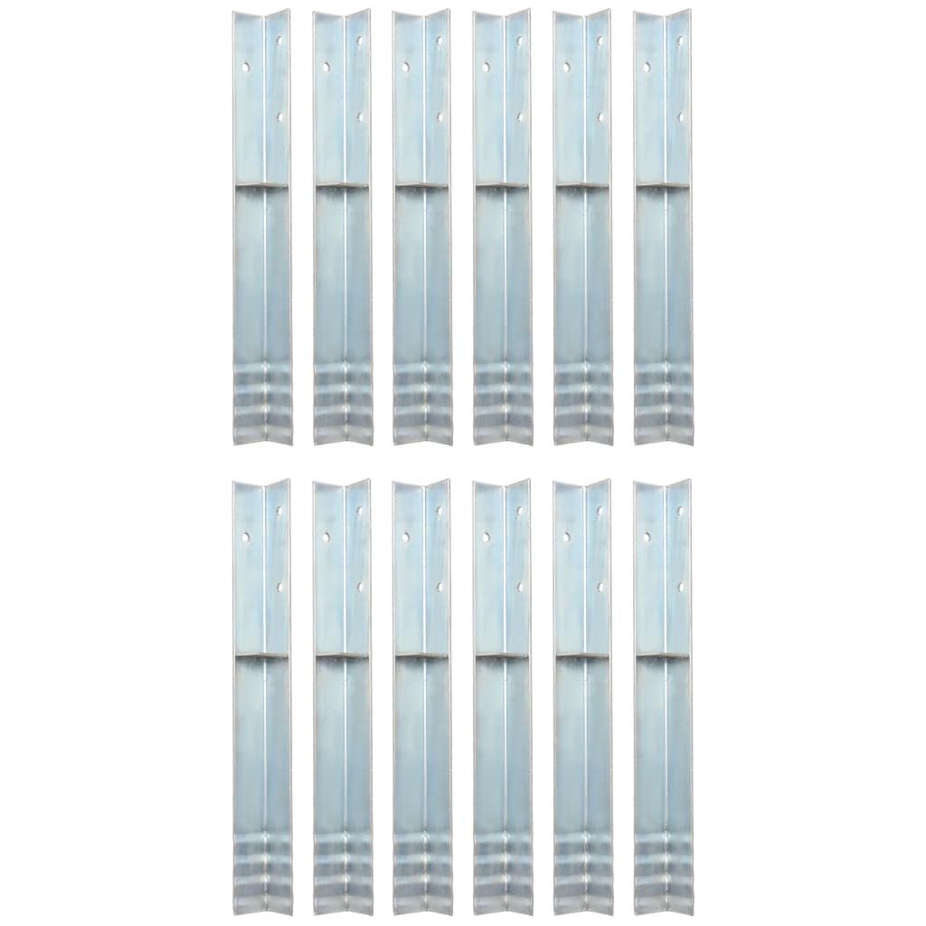 vidaXL H-Pfostenanker Bodenanker L-Form für Spielturm 12 Stk. Stahl 5 x 5 x 50 cm, (12-St)