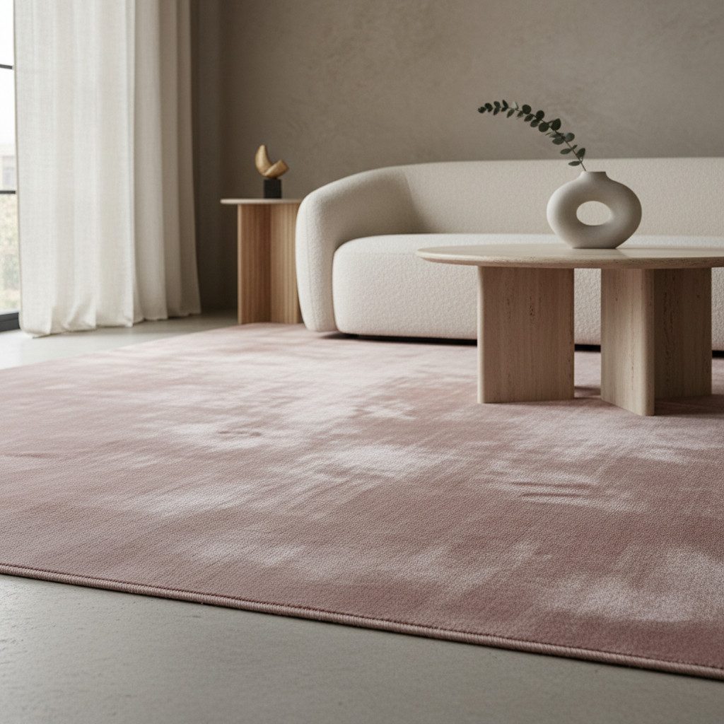 KADIMA DESIGN Teppich LECH Wohnzimmer Waschbar Schlafzimmer Wohnzimmerteppich Esszimmer Uni, Läufer, Höhe: 9 mm, Rosa, 60x110 cm, Modern Esszimmerteppich Fußbodenheizung Waschbar