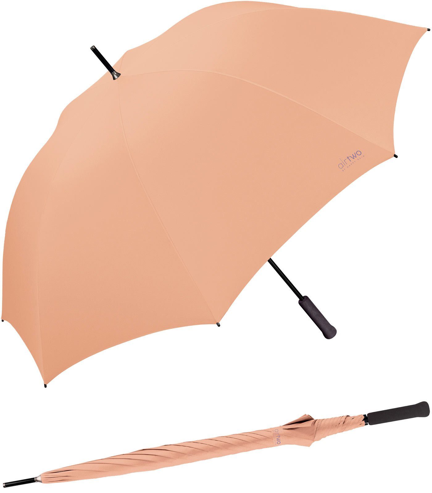 HAPPY RAIN Golfregenschirm Air Two - super leichter XXL Partnerschirm, mit genug Platz für Zwei wiegt er nur 262 Gramm apricot