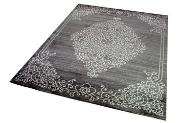 Teppich Teppich Wohnzimmerteppich Ornamente Design mit Glitzer grau, Carpetia, rechteckig, Höhe: 12 mm