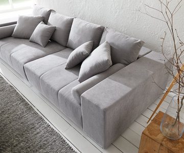 DELIFE Big-Sofa Marbeya, Grau 285x115 cm mit 10 Kissen Big-Sofa