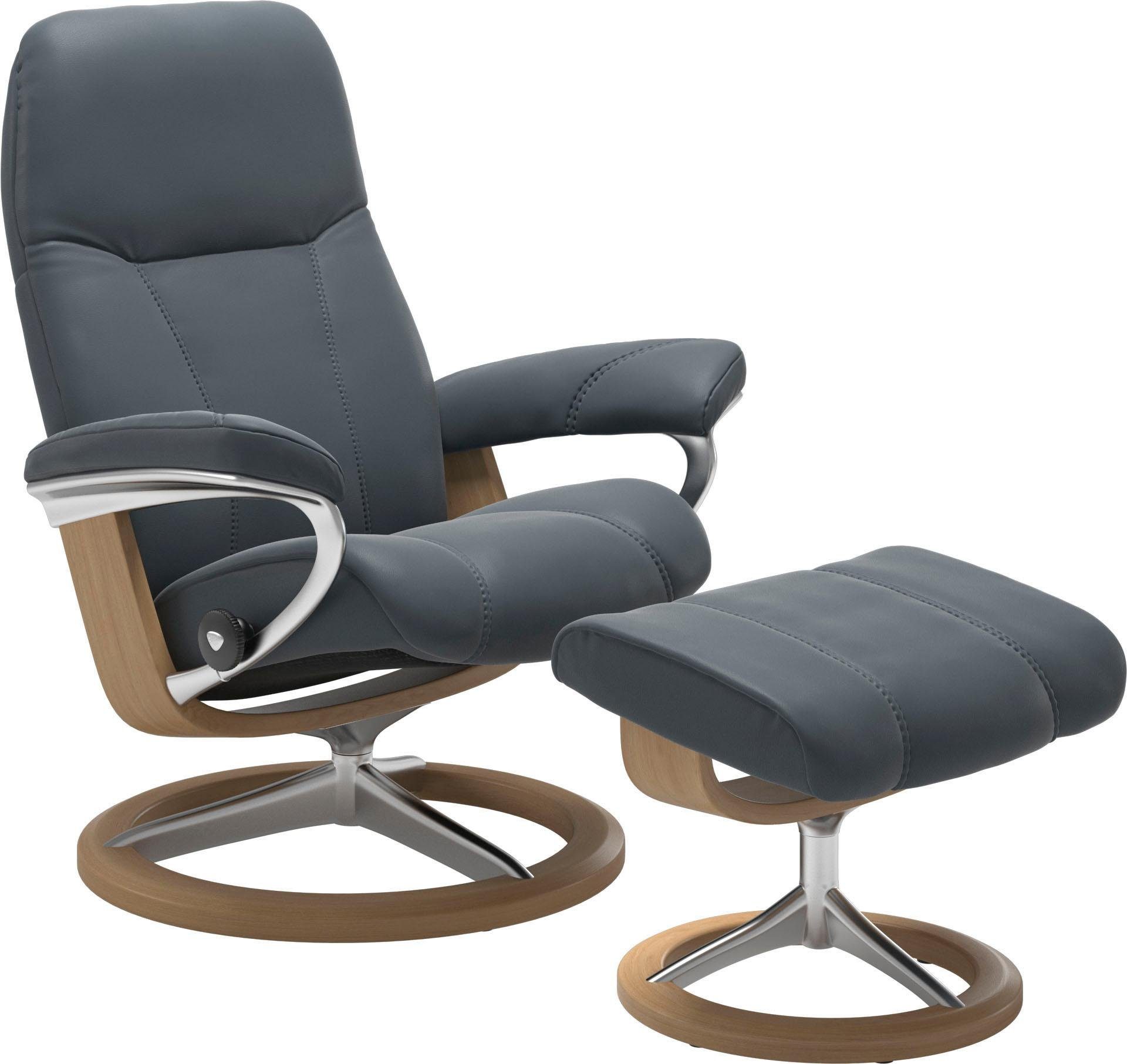 Stressless® Relaxsessel Consul (Set, Relaxsessel Hocker, L, mit Größe mit mit Gestell Base, Signature Hocker), Eiche