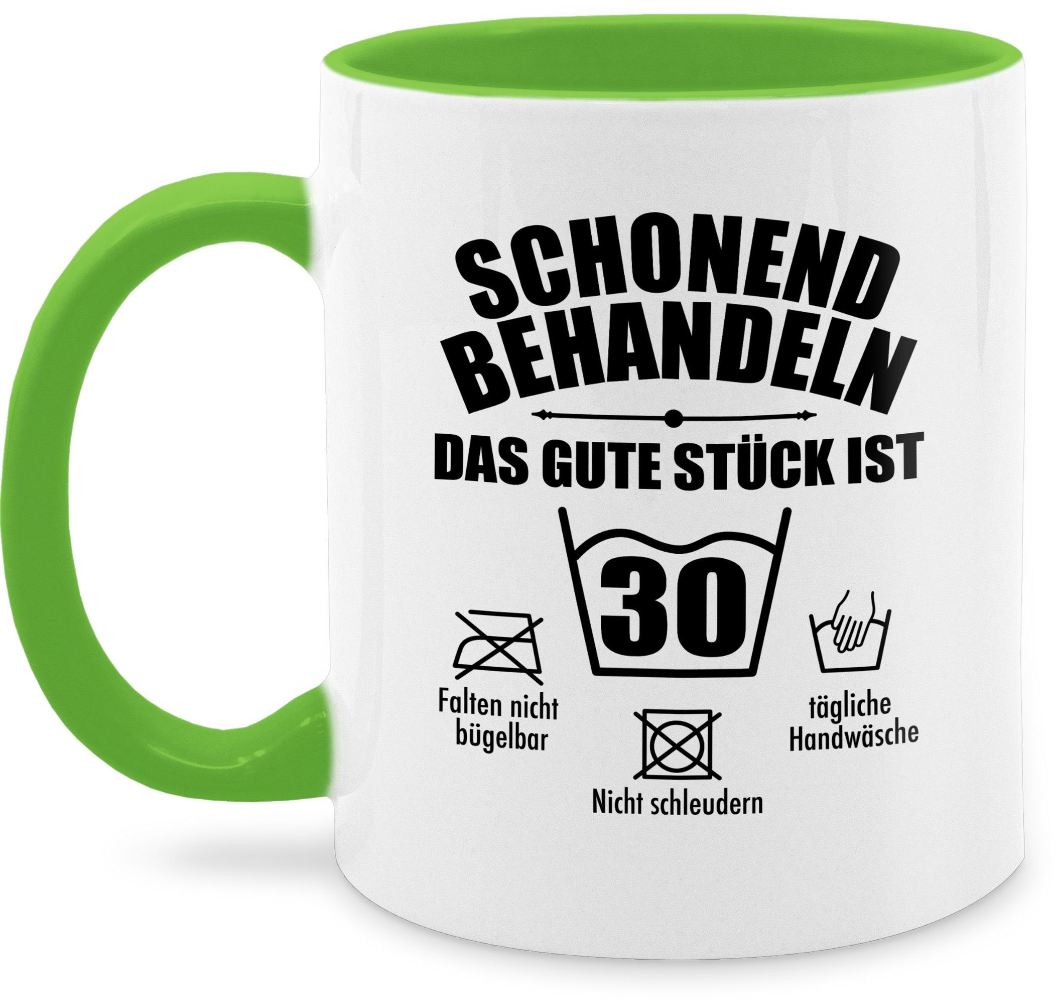 Shirtracer Tasse Schonend behandeln das gute Stück ist dreißig, Keramik, 30. Geburtstag Tasse 2 Hellgrün