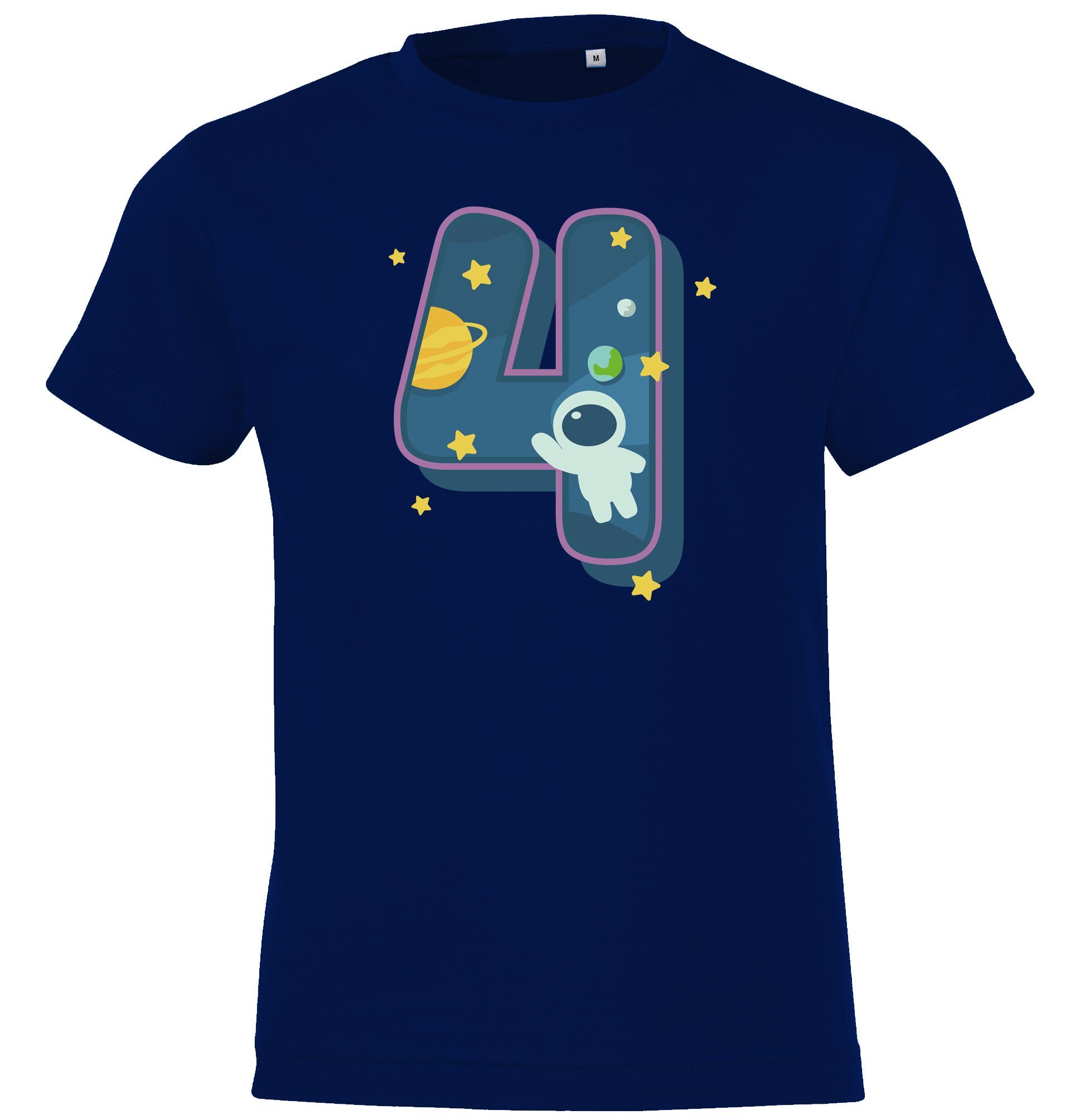 Geburtstags T-Shirt Frontprint mit T-Shirt Navy trendigem 4 Designz Youth Alt Jungen Jahre für