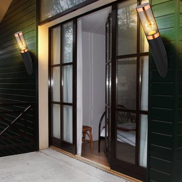 etc-shop Außen-Wandleuchte, Leuchtmittel nicht inklusive, Außenwandlampe Wandleuchte Edelstahl Garten Kupfer rauch