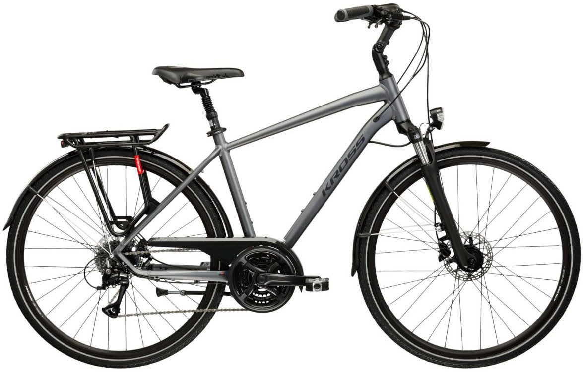 Kross Trekkingrad Trans 4.0 grau 24 Gänge, 24 Gang Shimano ACERA M3020 Schaltwerk, Kettenschaltung