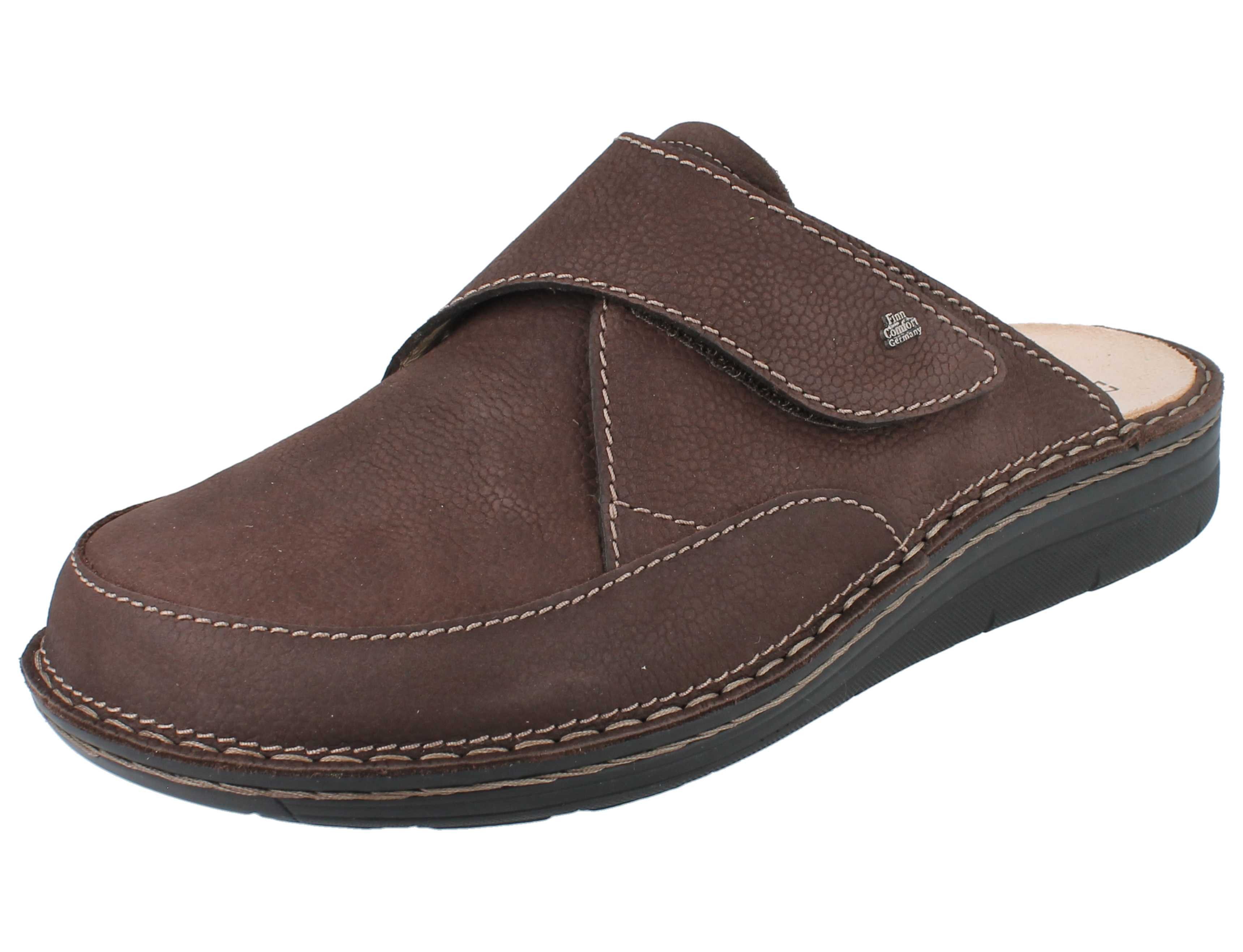 Finn Comfort FINN COMFORT Aguilas Herren Clog dunkelbraun genarbtes Nubukleder - Hausschuh Wechselfußbett