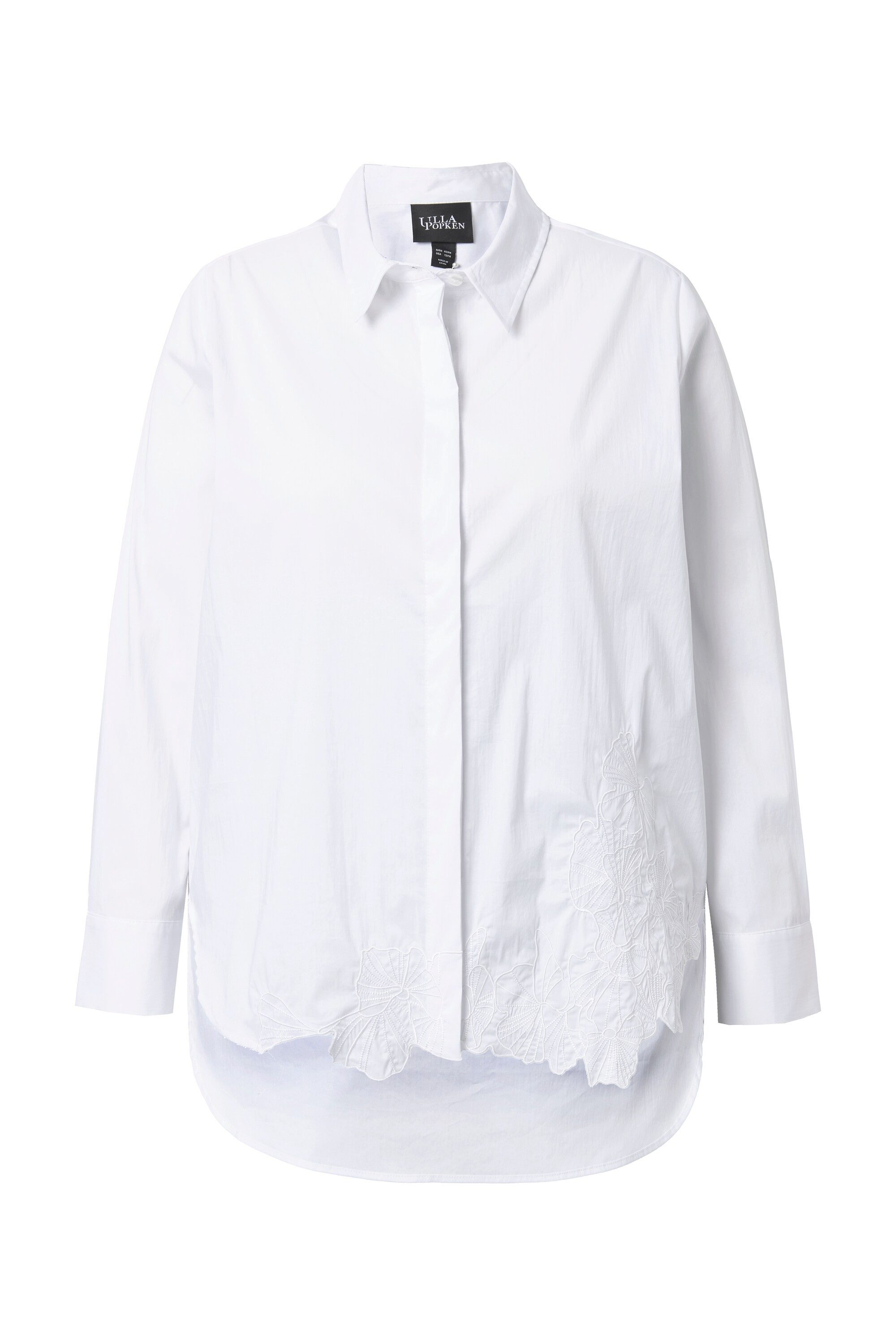Hemdbluse Bluse Blütenstickerei Hemdkragen Langarm
