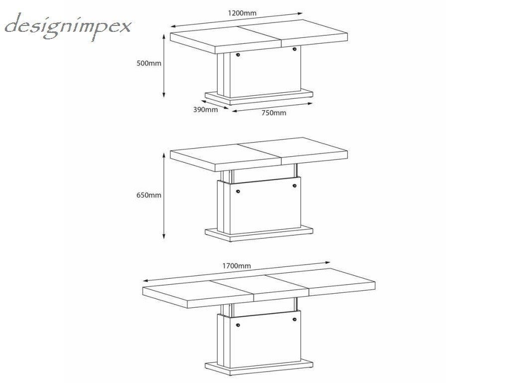 designimpex Couchtisch H-333 Eiche Natur - günstig online kaufen