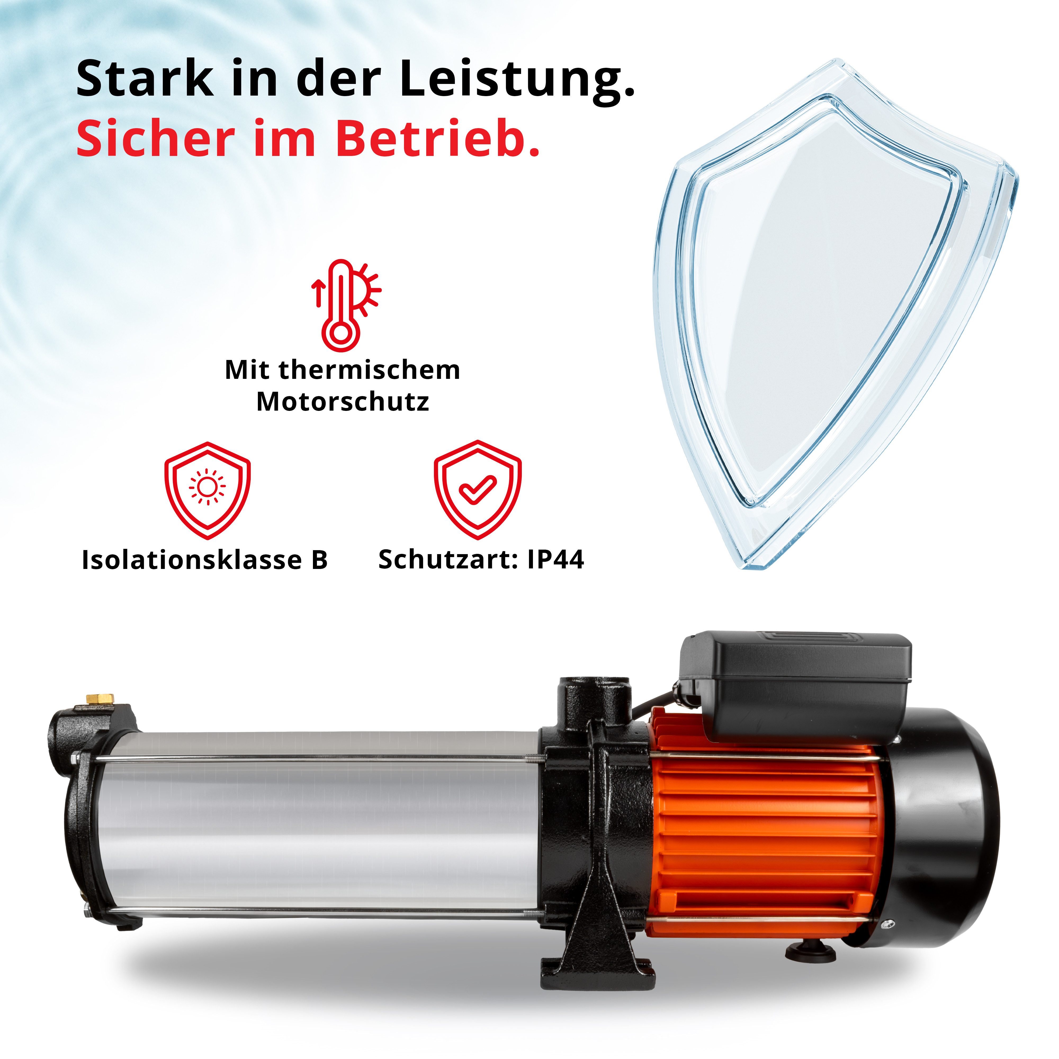 Grafner Wasserpumpe Kreiselpumpe Edelstahl Pumpe 2200 Watt 5400L/h, 5400L/h Fördermenge