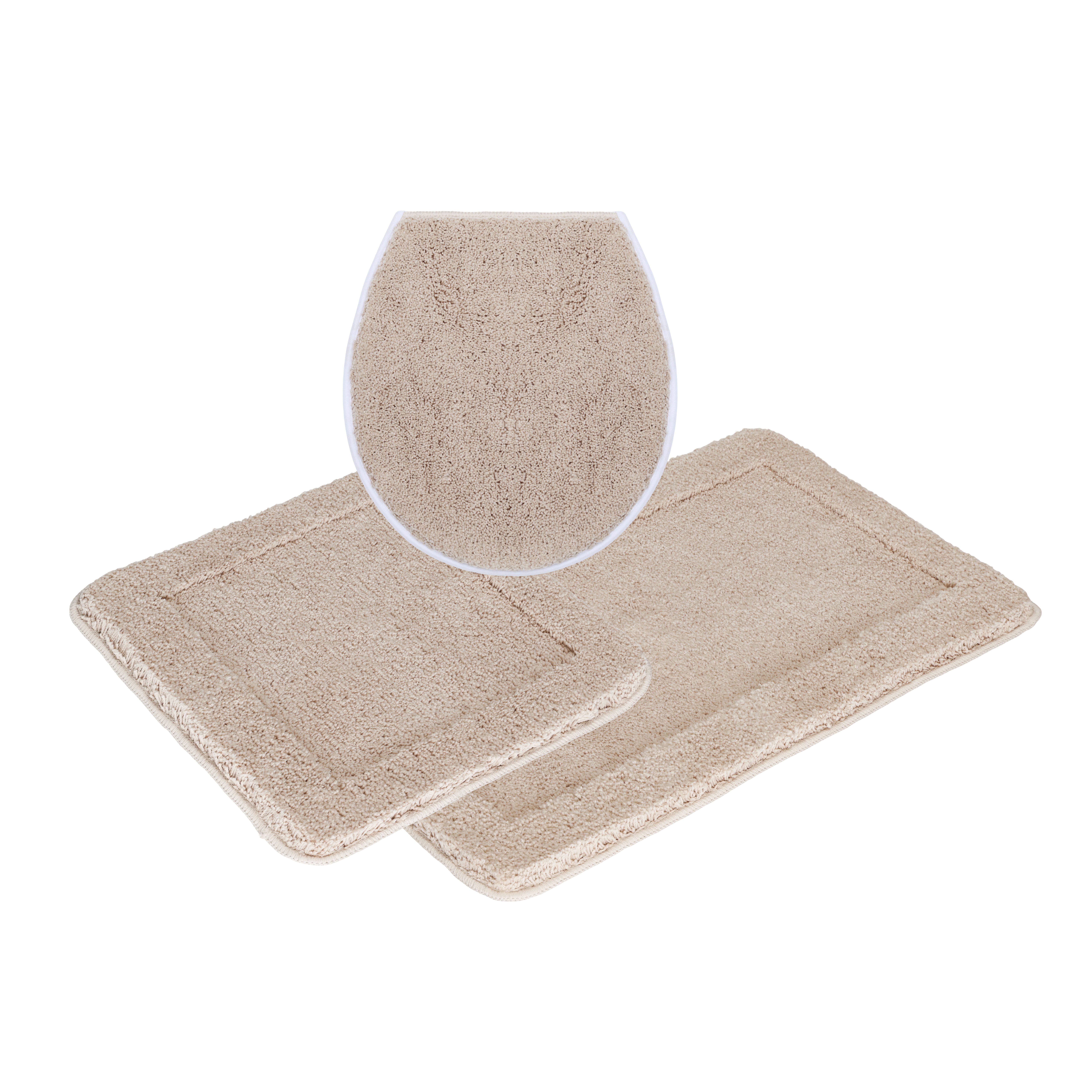 OTTO home Badematte Sanremo mit Rahmen, Badvorleger, Badezimmer, sehr weich, Hoch-Tief, Höhe 25 mm, rutschhemmend beschichtet, schnell trocknend, fußbodenheizungsgeeignet, Polyester, rechteckig, 3-tlg. Hänge-WC Set, Badteppich, unifarben, rechteckig und als 3-tlg. Set erhältlich