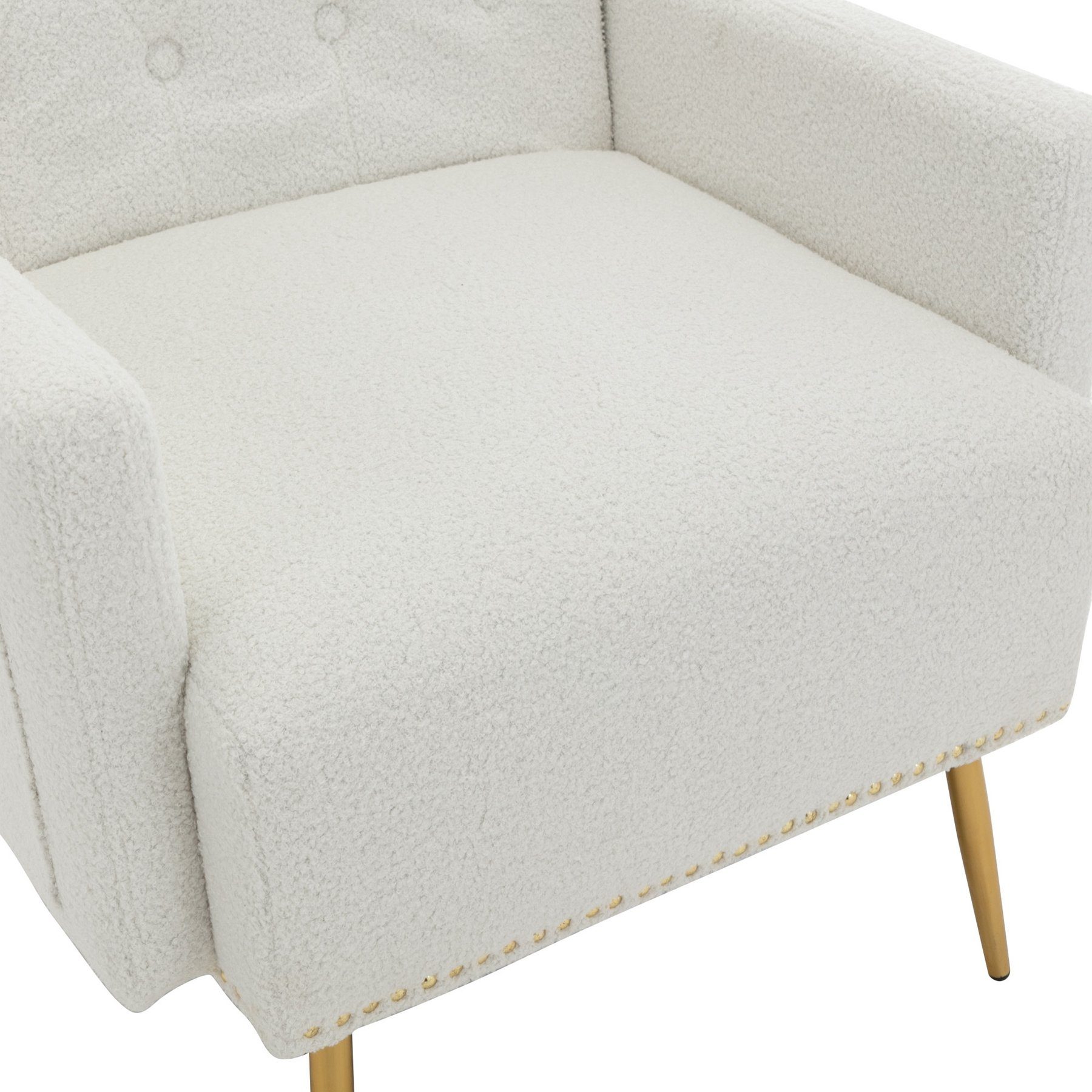 Celya Seitentaschen,gepolsterter Sofastuhl,lässiger Weiß Relaxsessel Sessel mit Sessel
