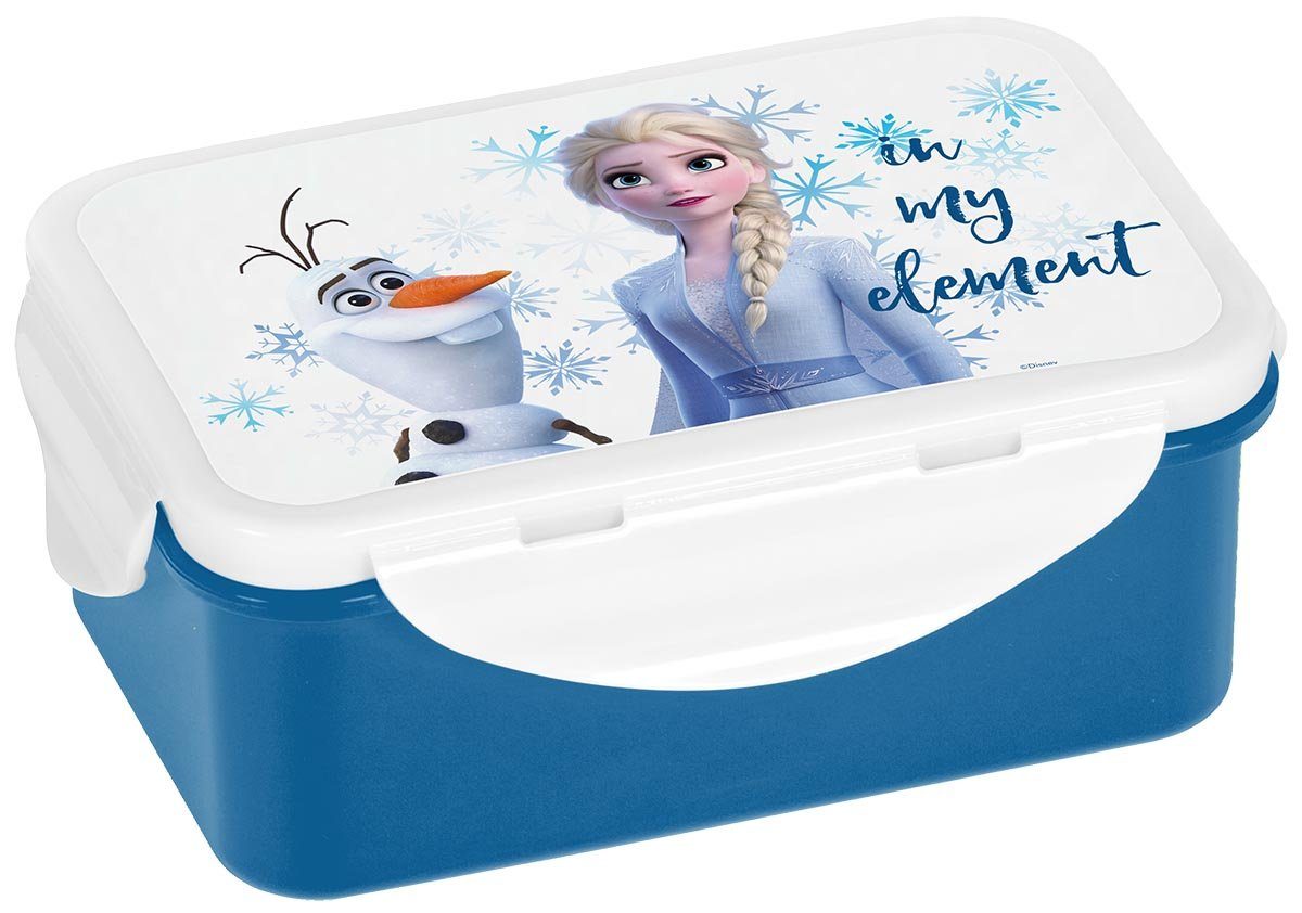 Geda Labels GmbH Lunchbox Eiskönigin Elsa & Olaf, PP, (1-tlg), Blau, 16x10,5x6,5cm, spülmaschinengeeignet