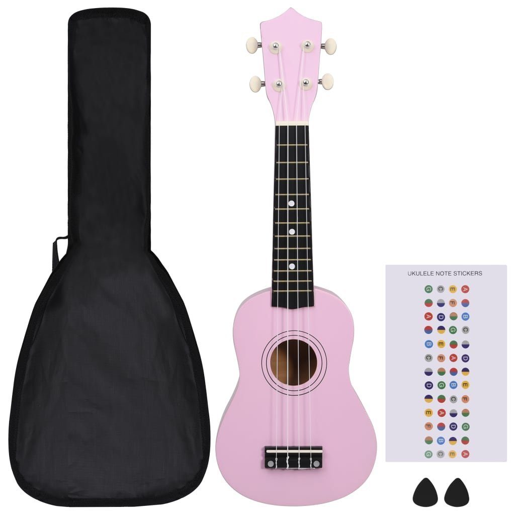 vidaXL Akustikgitarre 21quot Sopran-Ukulele-Set mit Tasche für Kinder Rosa 21
