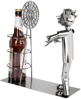 BRUBAKER Flaschenhalter Bierflaschenhalter Darts Meisterschaft, (1-St), Metall Skulptur Flaschenständer Dartscheibe - Metallfigur Biergeschenk für Dartspieler und Darts Fans - Bier Halter mit Grußkarte