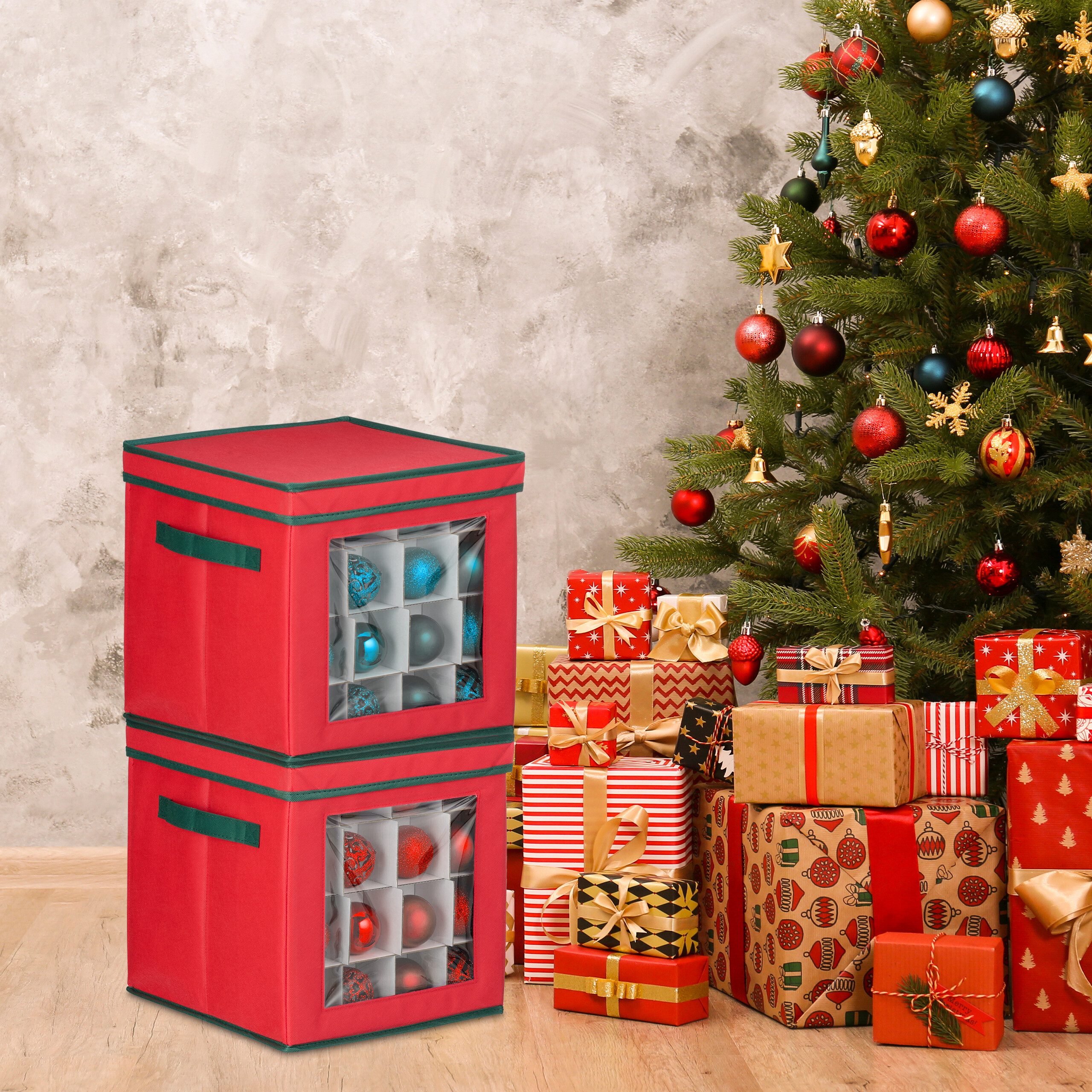 relaxdays Aufbewahrungsbox Weihnachtskugel Aufbewahrungsbox 2er Set günstig online kaufen