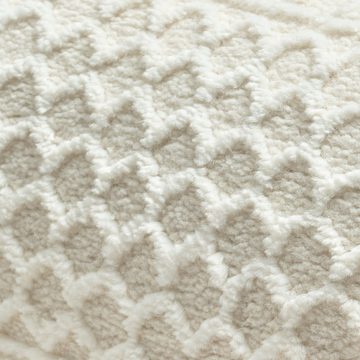 Teppich Wohnzimmerteppich mit Hoch-tief-Effekt Muster weich creme, Carpetia, rechteckig, Höhe: 12 mm