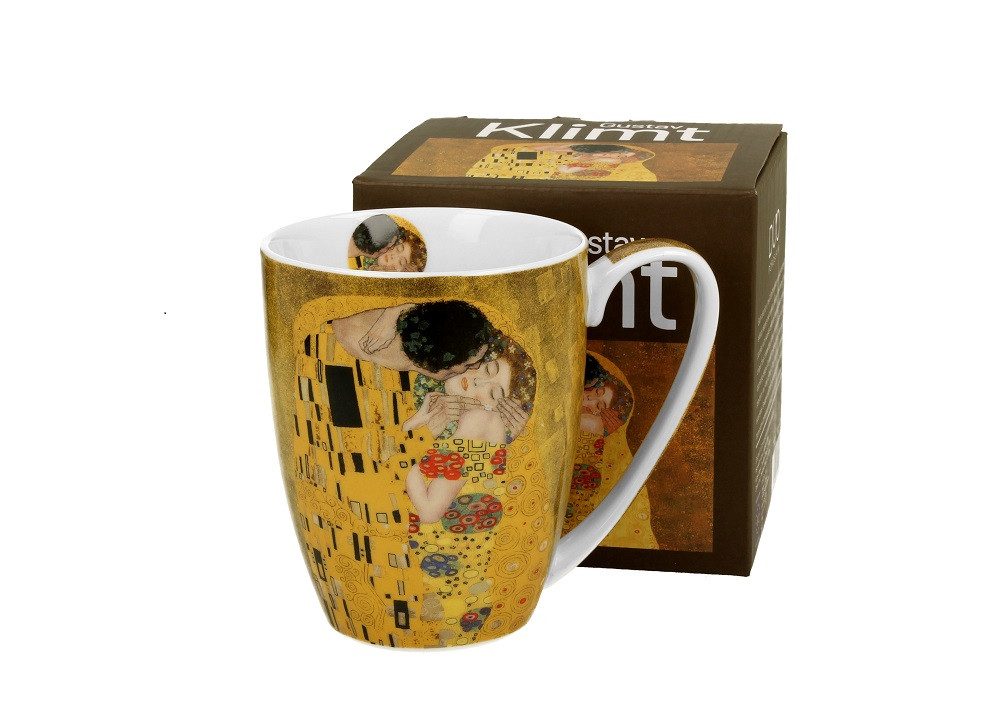 Duo-Gift Becher DER KUSS Mug / The Kiss Kollektion inspiriert von Klimt, Porzellan Becher ca 360 ml klassisch, Kaffee - Tee Tasse / Ideal als Geschenk / Sammlung Dekoration